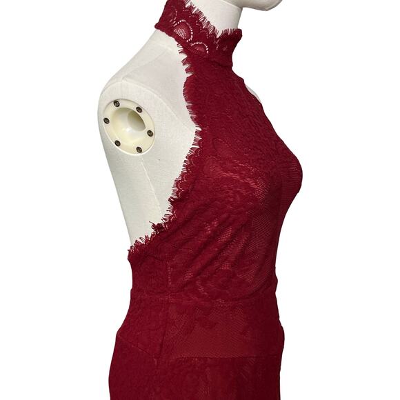Free People Intimately Red Velvet Lace Halter Mini Dress NWT Size Small - Picture 10 of 13
